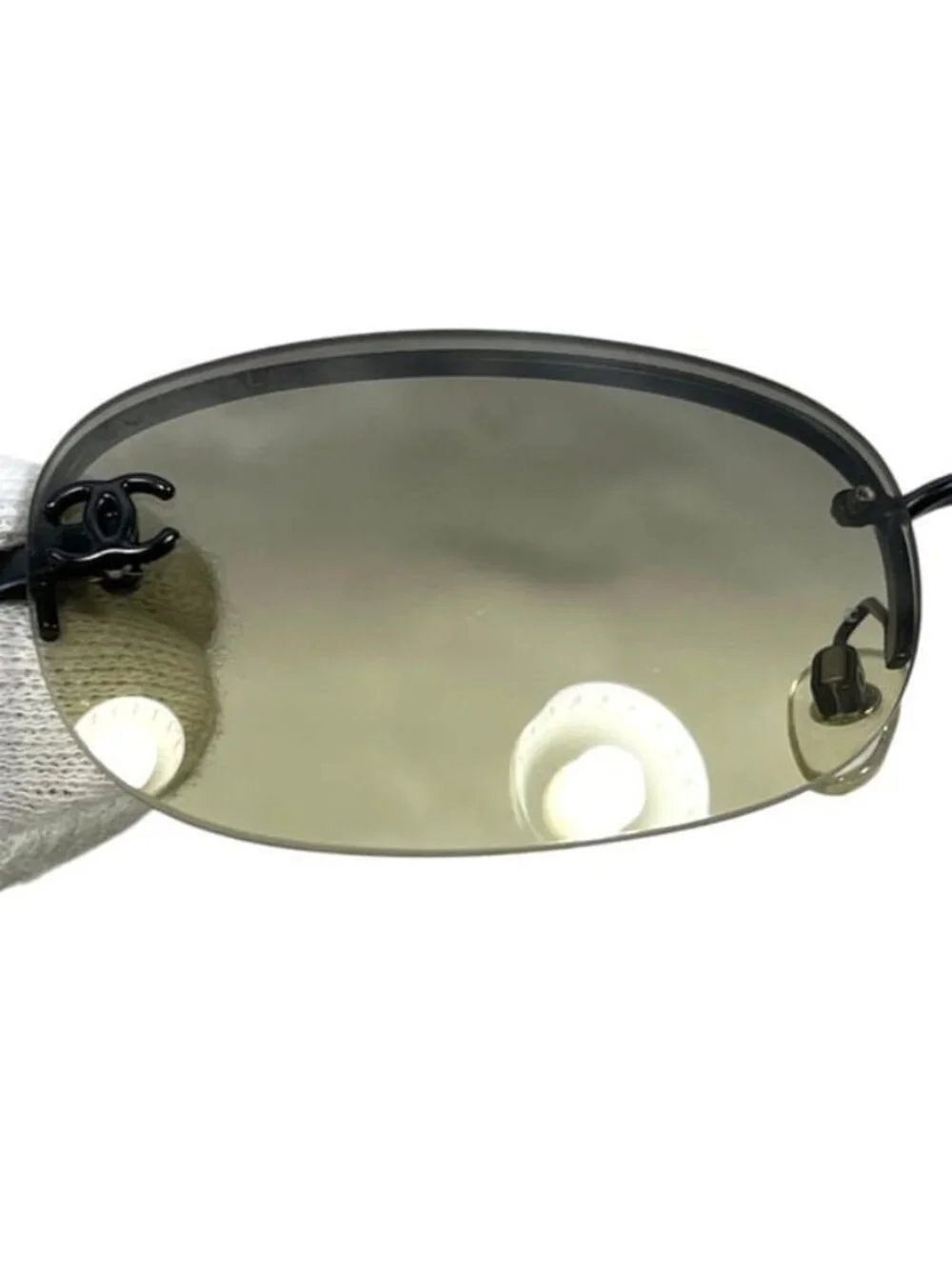 Chanel Sunglasses Black Gradient CC Logo Side Metal Acetate Eyewear Square Lens